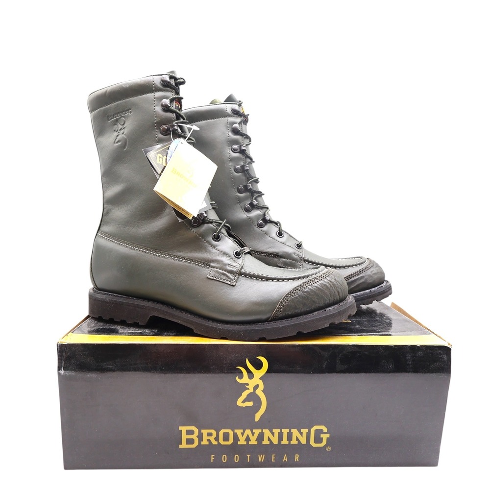 Browning 10100 Hunting Boots Mens Size 10 Green Leather Gore-Tex NIB Deadstock